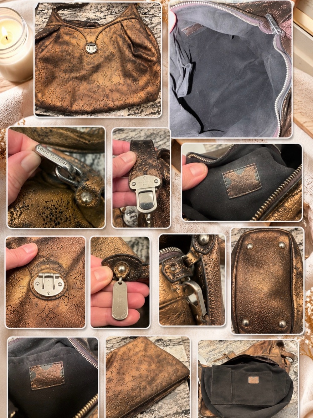 Louis Vuitton Mahina Broze Metallic Hobo - Picture 2 of 3